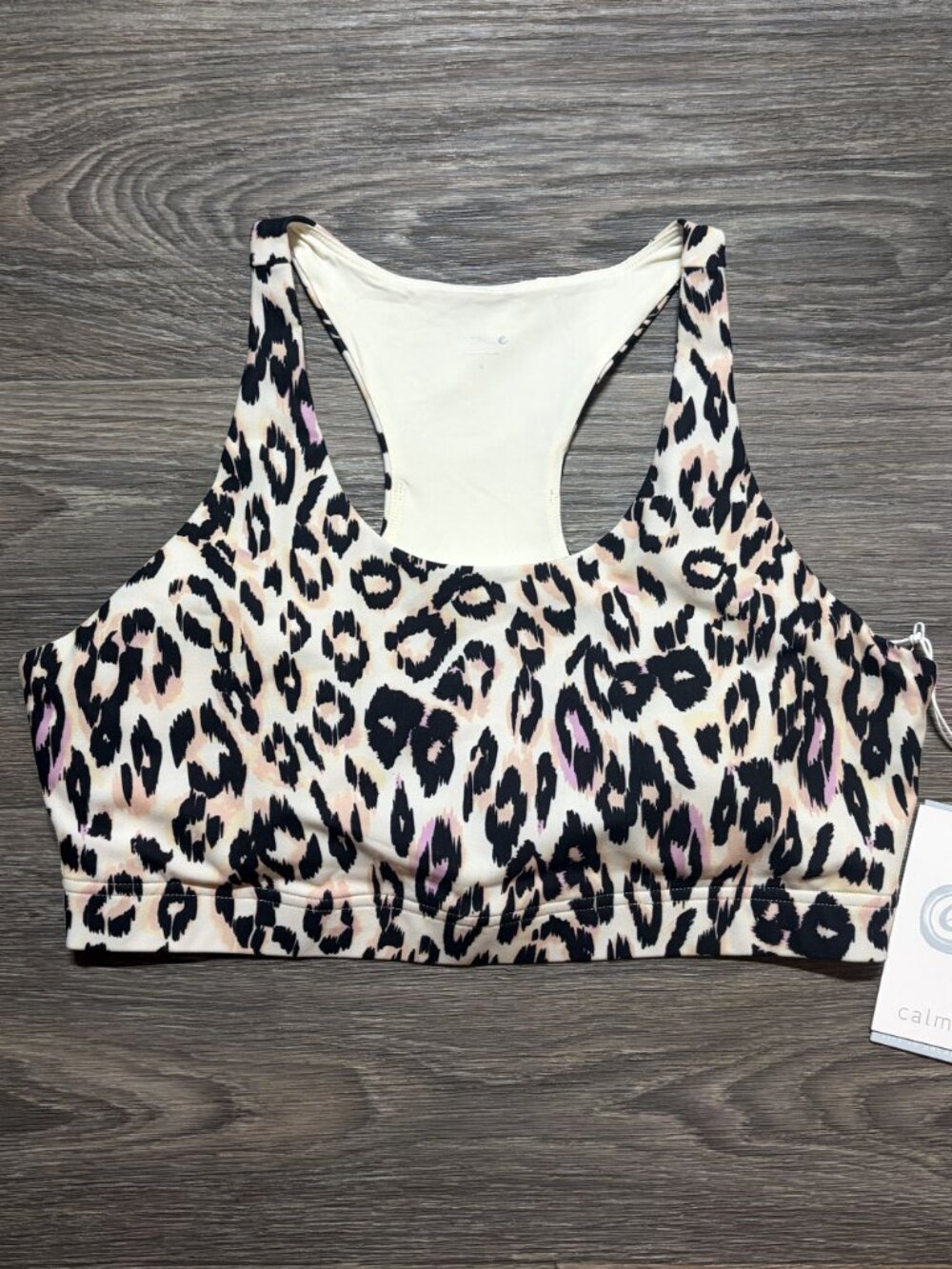 Johnny Was Calme Endurance Sports Bra Large Leopard Print Athleisure Gym NEW